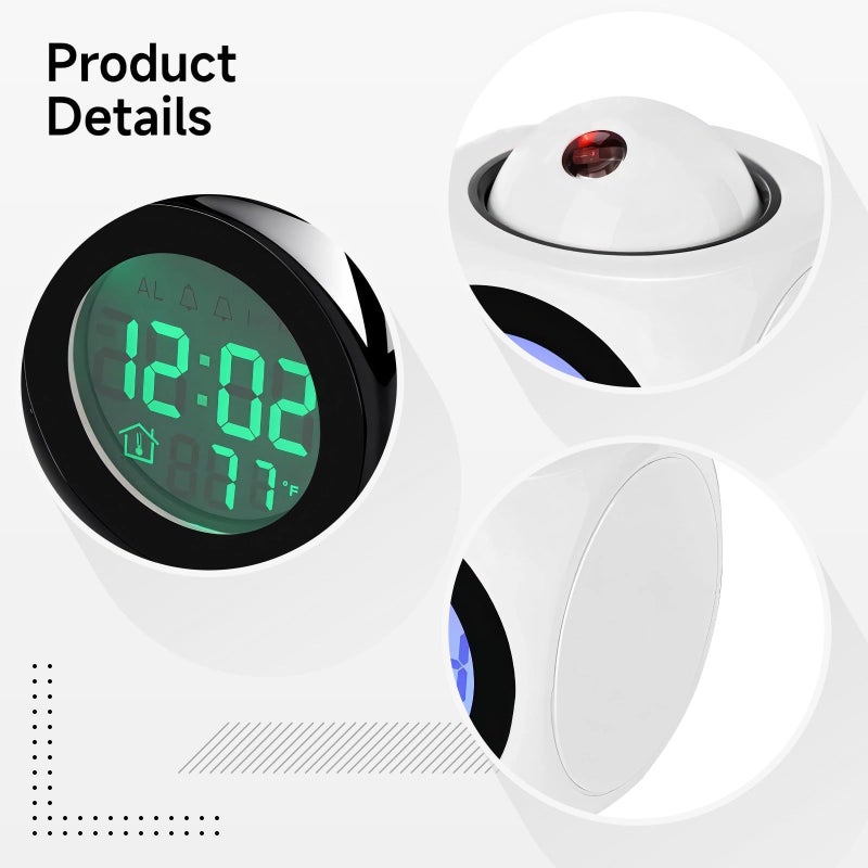 ساعة الإسقاط، عرض الوقت باللون الأحمر، إعلان صوتي، تعمل بالطاقة عبر منفذ USB - Image 5