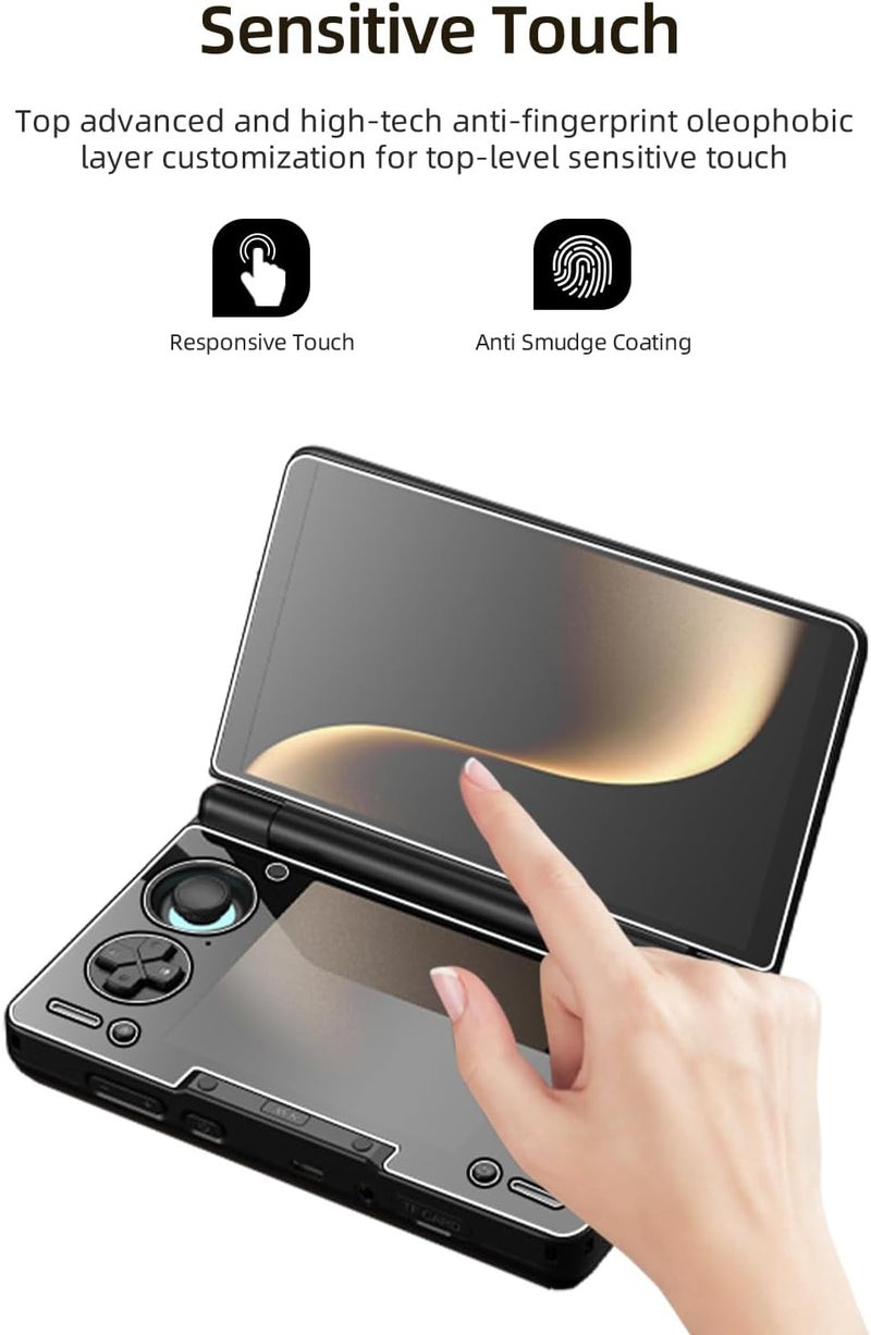 WUNIAK Screen Protector for AYN THOR Dual-Screen Handheld, 1 SET Tempered Glass Film for THOR Gaming Console (Upper Screen + Lower Screen), Anti-Scratch HD Clear High Touch Sensitivity - Image 2
