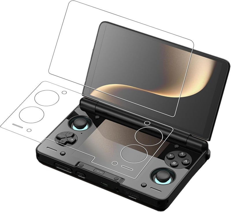 WUNIAK Screen Protector for AYN THOR Dual-Screen Handheld, 1 SET Tempered Glass Film for THOR Gaming Console (Upper Screen + Lower Screen), Anti-Scratch HD Clear High Touch Sensitivity - Image 1