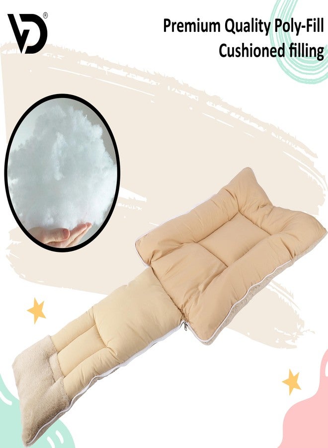 VOIDROP Baby Sleeping Bag Soft Plush Newborn Carry Nest with Hood and Zipper Warm Infant Wrapper for Winter, Travel, Stroller & Home Use Bunny Design, Comfortable for Boys & Girls - (Light Brown) - Image 4