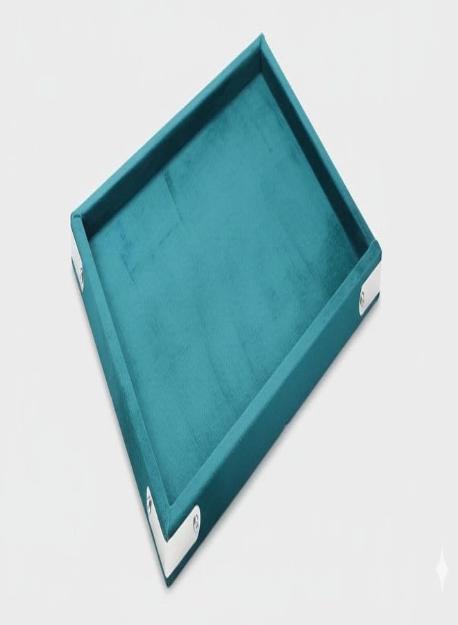 SENTONI Velvet Jewellery Finding Beading Tray Finding Display Organiser Perfect for Showcasing Rings Earrings Necklaces and Bracelets Jewellery Cosmetic Organizer Tray Pack of 1 (12X9)(Rama Green) - Image 1