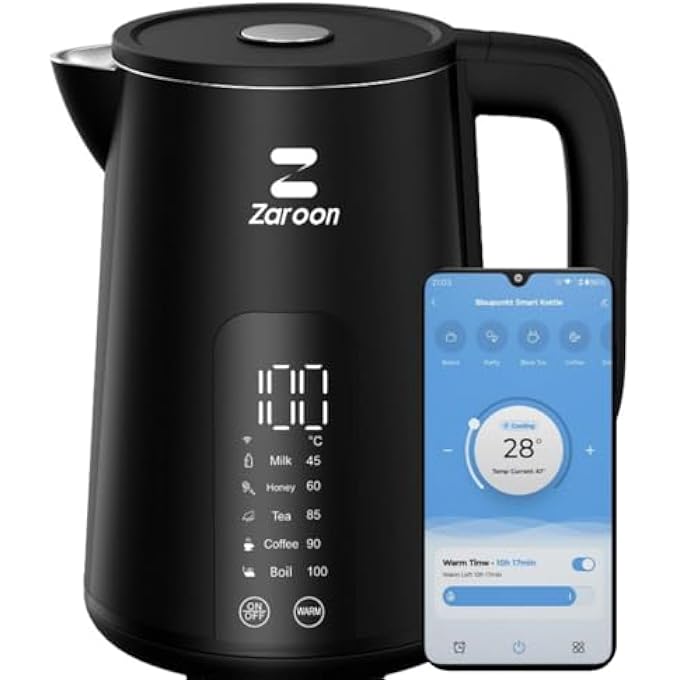 Zaroon Smart Digital Kettle 2000W HighSpeed Smart Electric Kettle17LDouble Wall Design Water Boiler 5 Temperature Control Led Touch Display Tuya App Remote Control Concealed Heating Plate - Image 1