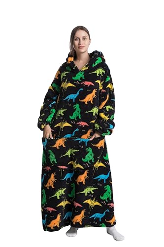 Capecage Blanket Hoodie, Long Hooded Blanket Sweatshirt as Birthday Gifts for Women Men, Long Wearable Blanket for Men Women.(Dinosaur) - Image 1