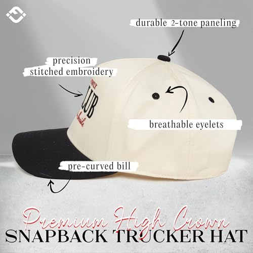 Funky Junque 'Resting B Face' Funny Trucker Hat for Women Vintage Embroidered Cute Adjustable Snapback Baseball Cap - RBF Club - Beige/Black - Image 3