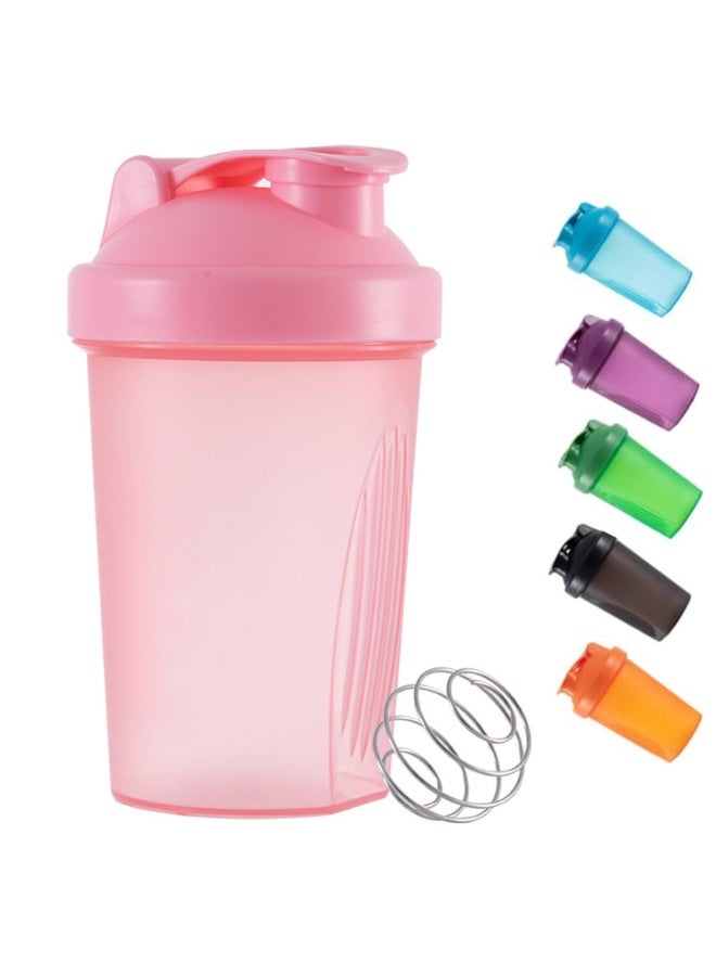 400ml Plastic Mixed Protein Powder Shaker Bottle with Mixball Cap Anti-Leak Fitness Sports Gym Supplements (Pink) - Image 1