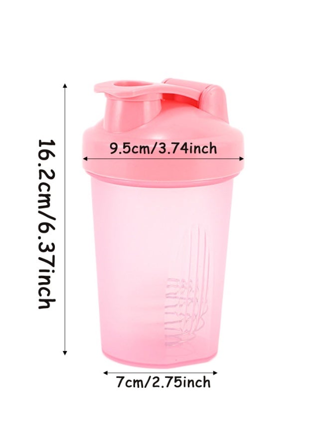 400ml Plastic Mixed Protein Powder Shaker Bottle with Mixball Cap Anti-Leak Fitness Sports Gym Supplements (Pink) - Image 2