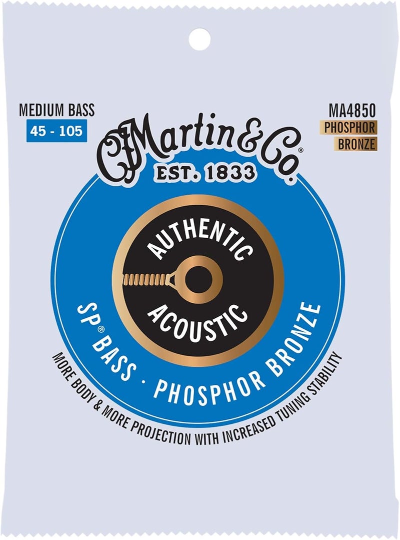 Martin C.F Martin Martin Guitar Authentic Acoustic MA4850 Medium-Gauge Acoustic Bass Guitar Strings, 92/8 Phosphor Bronze - Image 1