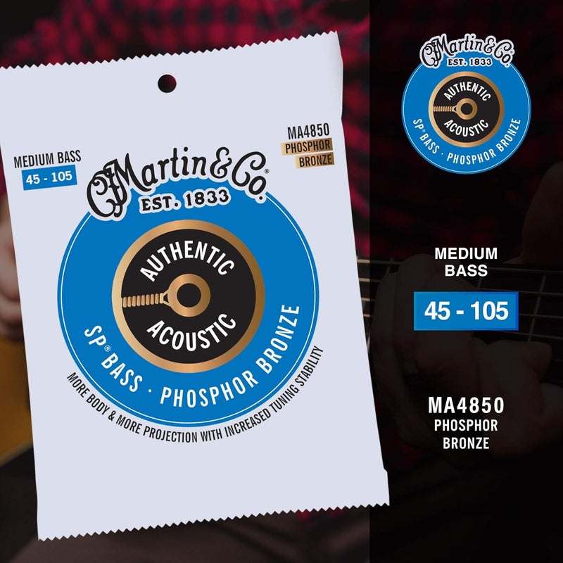 Martin C.F Martin Martin Guitar Authentic Acoustic MA4850 Medium-Gauge Acoustic Bass Guitar Strings, 92/8 Phosphor Bronze - Image 3