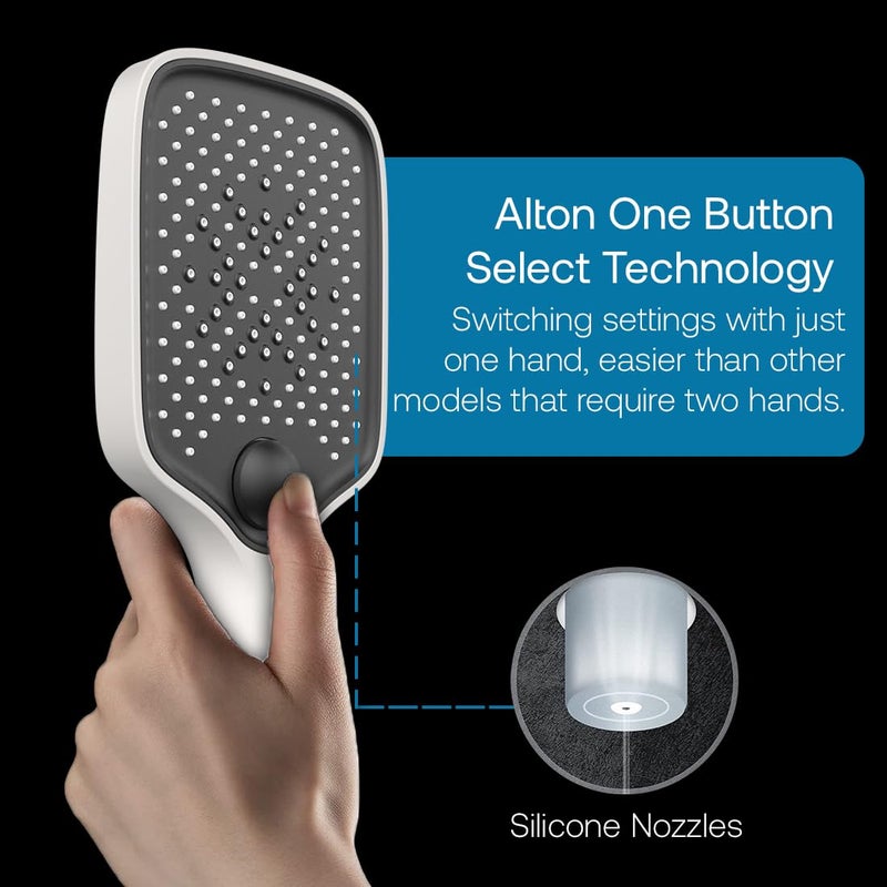 ALTON SHR20275 3Function 4INCH Hand Shower With SS304 Grade 15 Meter Flexible Hose Pipe and Wall Hook White Black - Image 3