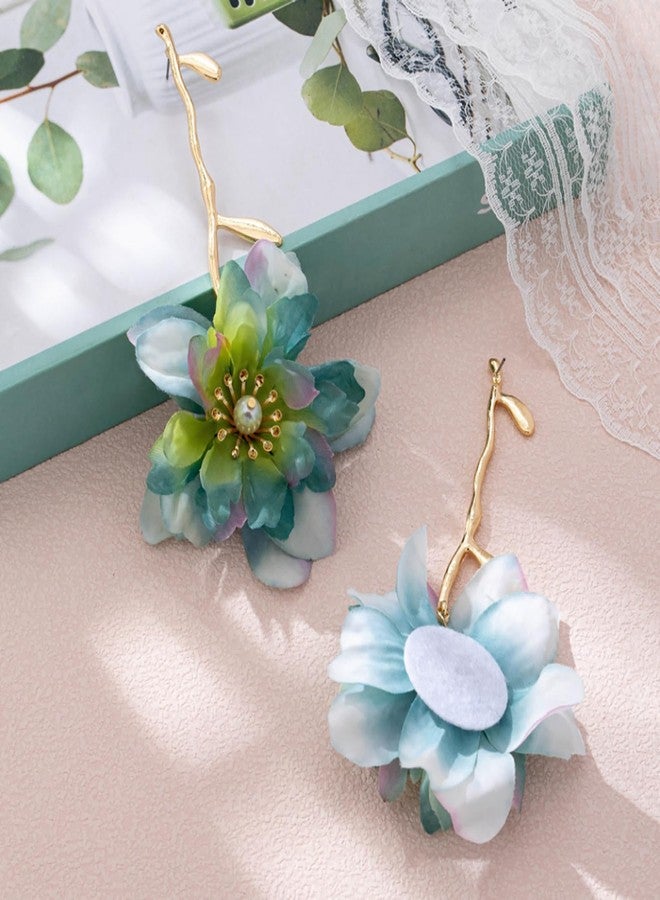 TACBSP Large Flower Dangle Earrings for Women Colorful Boho Floral Dangle Earrings Summer Beach Flower Drop Earrings Vintage Boho Jewelry Gifts (Green) - Image 5
