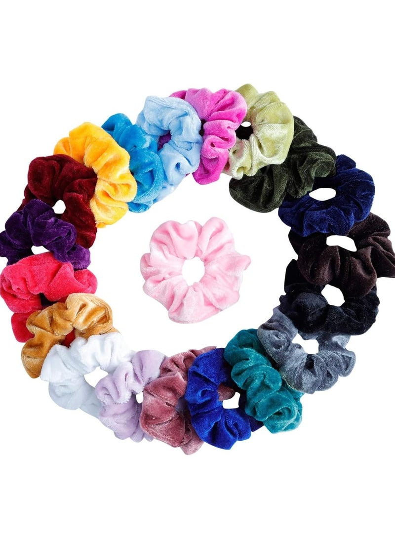 ORiTi 20 Pcs Hair Scrunchies Velvet Elastic Hair Bands Scrunchy Hair Ties Ropes Scrunchie for Women Hair Accessories - 20 Assorted Colors Scrunchies - Image 1