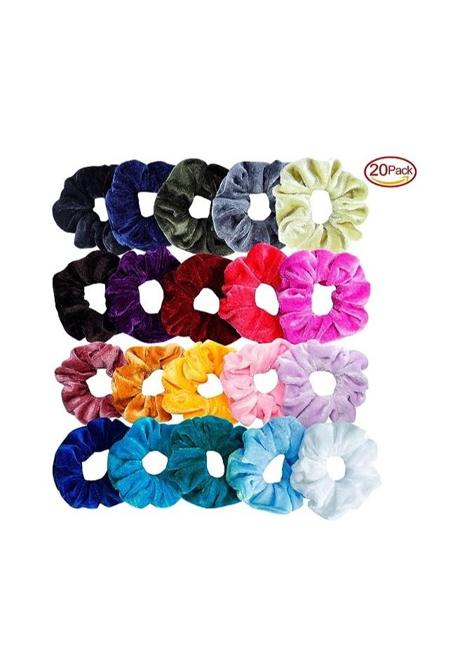 ORiTi 20 Pcs Hair Scrunchies Velvet Elastic Hair Bands Scrunchy Hair Ties Ropes Scrunchie for Women Hair Accessories - 20 Assorted Colors Scrunchies - Image 5
