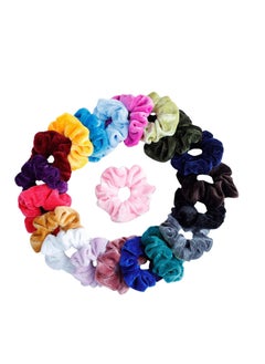 ORiTi ORiTi 20 Pcs Hair Scrunchies Velvet Elastic Hair Bands Scrunchy Hair Ties Ropes Scrunchie for Women Hair Accessories - 20 Assorted Colors Scrunchies  - Image 2