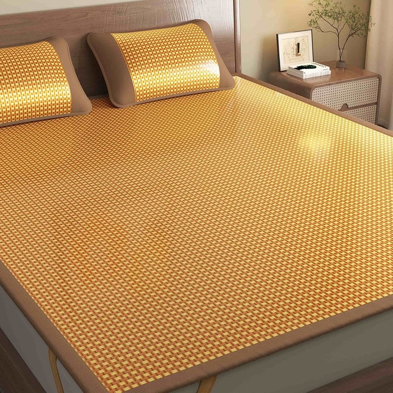 Summer Cooling Ice Mat 3pcs Set Artificial Jade Color 200x220cm Includes 1 Cooling Bed Mat And 2 Matching Pillowcases Ultra Instant Cooling Thickened Washable Right Angle Style Foldable Suitable For Bedrooms And RVs - Image 2