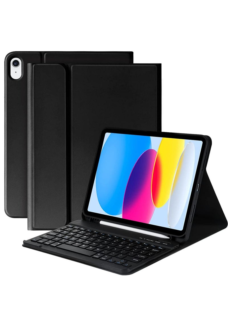Keyboard Case for iPad 10th Generation 10.9 inch 2022 Detachable Bluetooth Keyboard Stand Folio Keyboard Cover with Pencil Holder Rechargeable Keyboard for New iPad 10th Gen 2022 Black - Image 5