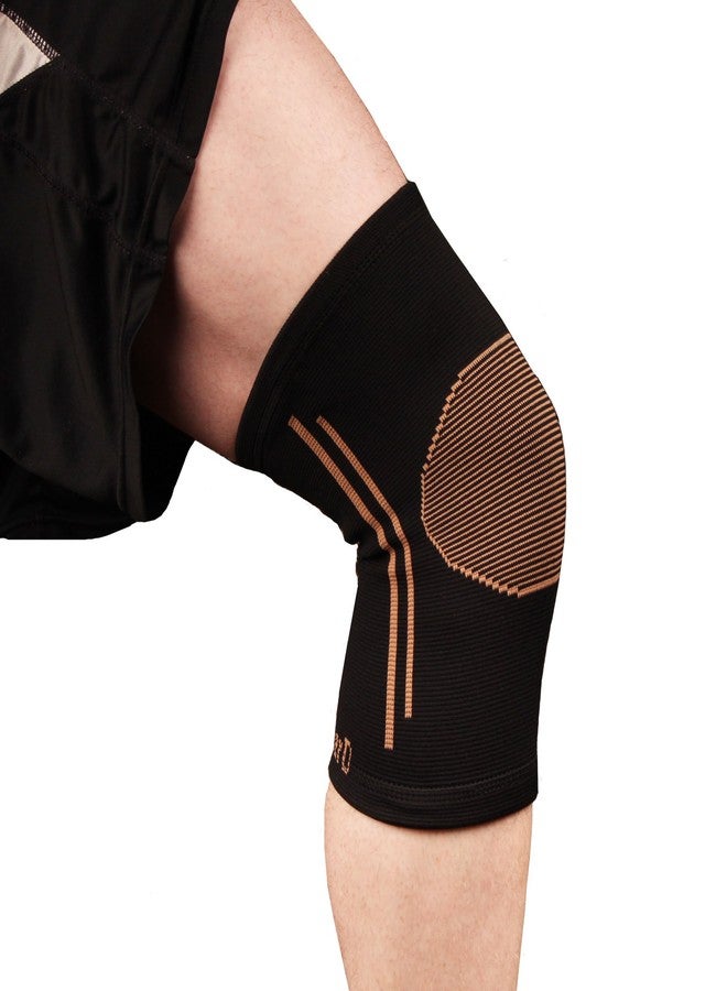 BambooMN Copper D Knee Compression Sleeve - Copper and Rayon Infused Knee Support Brace - Size S/M - All Black Copper - 2 Pack - Image 1