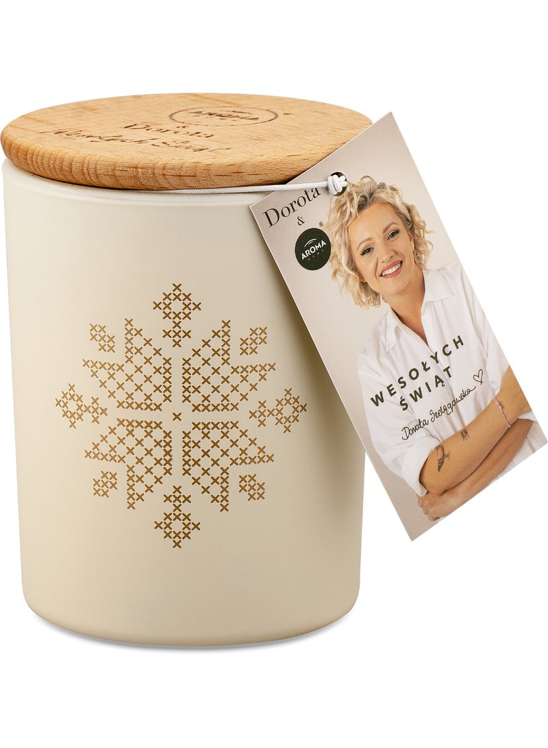 Aroma Home Dorota Wooden Wick Scented Candle Jar, 35-Hour Burn Time (Hint of Vanilla -Holiday Baking)