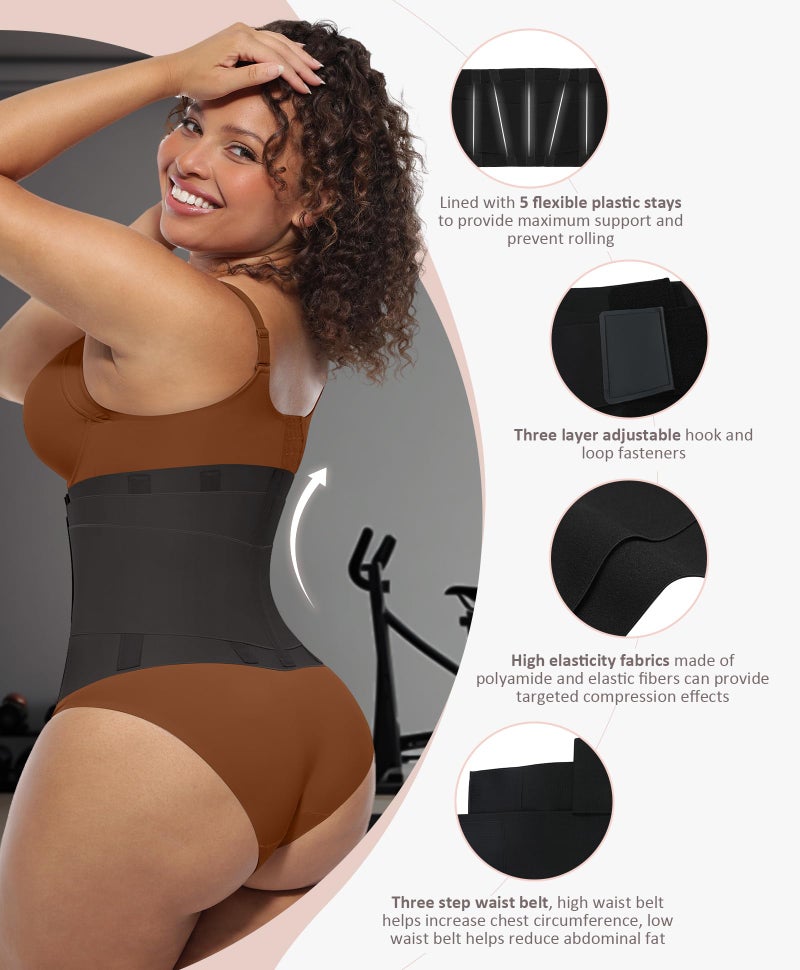 FeelinGirl Women Corset Workout Waist Trainer Belt Tummy Control Waist Cincher Sport Waist Trimmer Black XL - Image 2