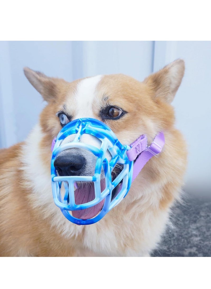 Generic Dog Muzzle, Basket Muzzle Anti Biting Chewing, Breathable Dog Mouth Guard, Sturdy Lightweight Muzzle Allows Drinking, Cage Muzzle for Small Medium Large Dogs, for Grooming Trimming Training (Blue)  - Image 2