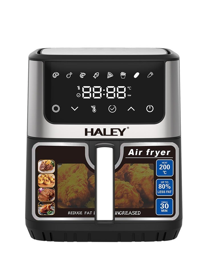 Haley Wtrtr HALEY Air Fryer 8L with Window, 2000W stainless steel air fryer oven led touch screen oilless, ptfe free, dishwasher safe,2 Years Warranty (8L) - Image 1