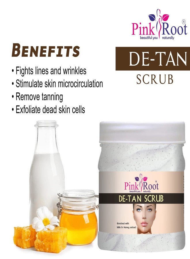 Pink Root DE-TAN Scrub Enriched with Milk & Honey extract 500gm - Image 3