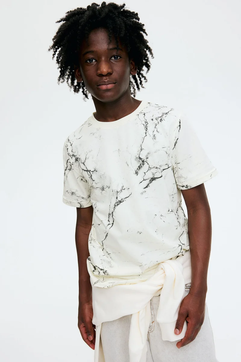 اتش اند ام Printed cotton T-shirt