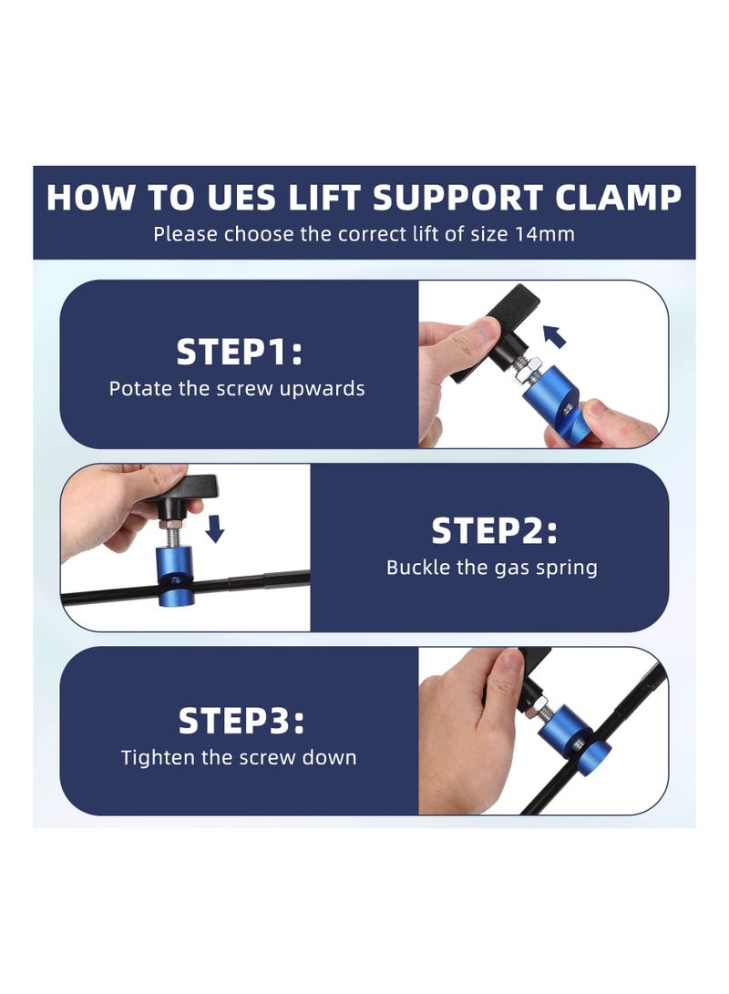 SYOSI Hood Lift Clamp, Portable Aluminum Alloy Anti, Car Hood Prop Struts Clamp, Hood Strut Clamp, Lift Support Clamp, 0.55 Inch Hood Lift Support Clip, for Car Rod Retaining Holder Tool (2 PCS) - Image 2