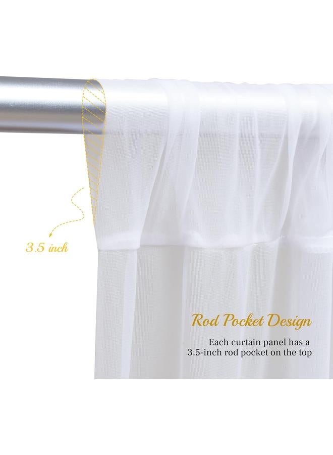 White Tulle Backdrop Curtain with Lights String for Parites, Sheer Backdrop Curtains for Wedding Baby Shower Birthday Party Photo Shoot Decorations(2pcs) - Image 5