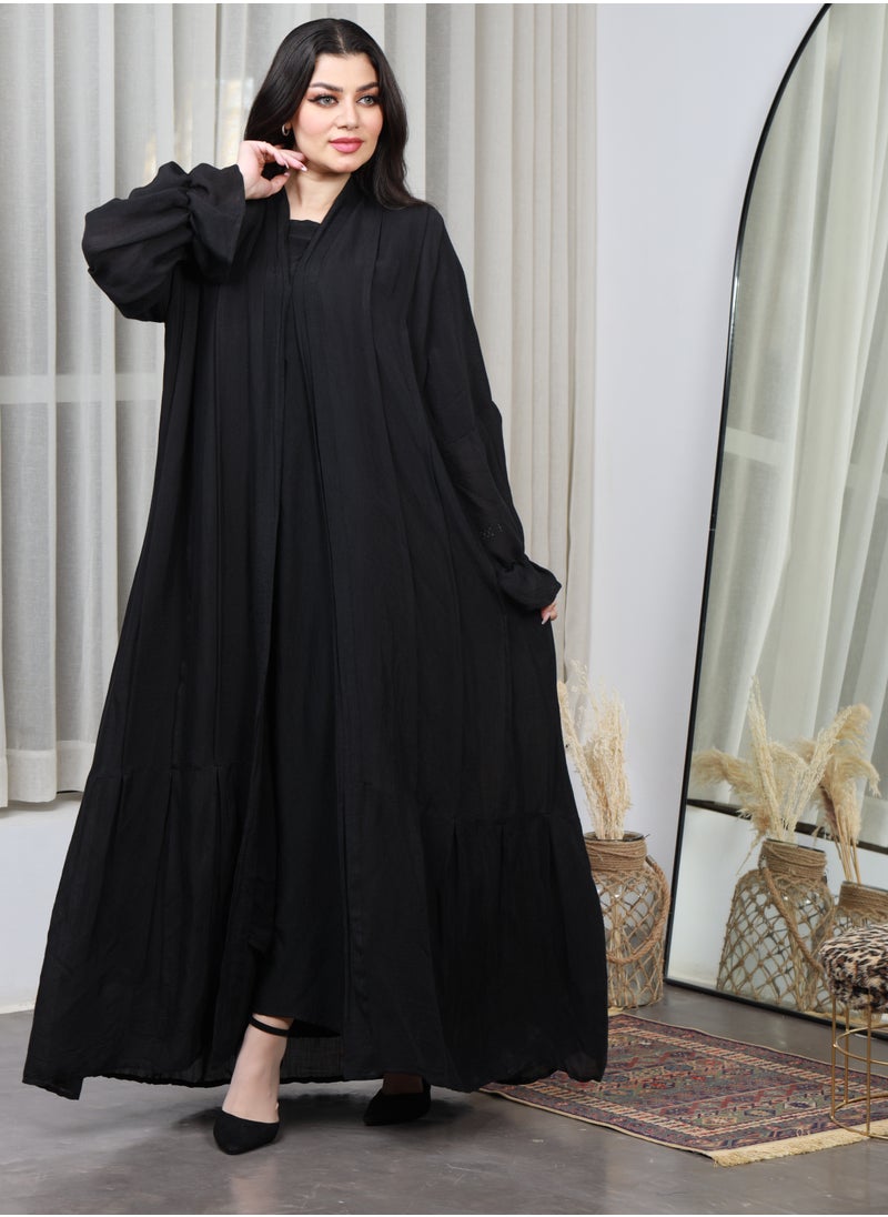 Black abaya with floral fabric - pzsku/ZF099D73D9A95879B73F9Z/45/_/1711914332/d58d67f8-454b-4ccd-b15d-5a83bf167ee3