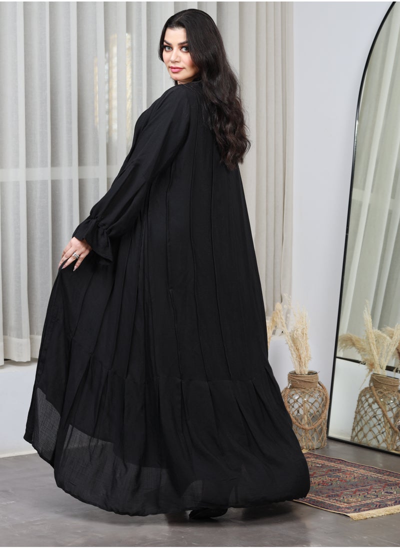 Black abaya with floral fabric - pzsku/ZF099D73D9A95879B73F9Z/45/_/1711914343/93d7df13-6375-4ccd-b6e3-d6f2da48ee66