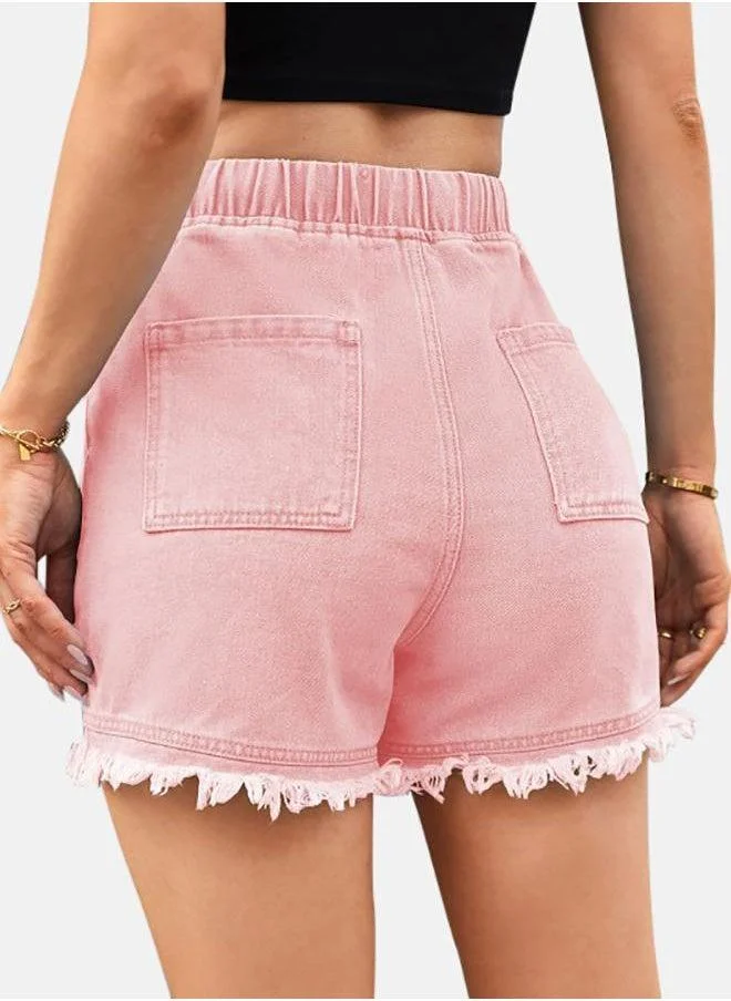 يونيكي Pink Solid Denim Shorts