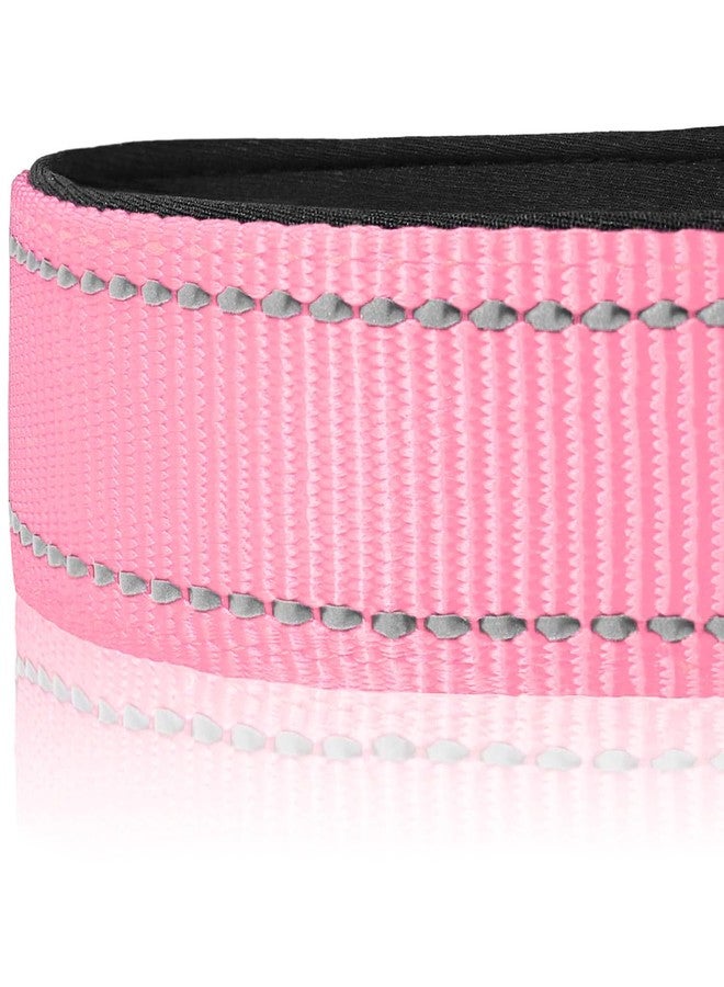 Joytale Reflective Dog Collar, Soft Neoprene Padded, Metal D-Ring, Nylon Pet Collar Adjustable for Large Dogs, Pink, L - Image 4