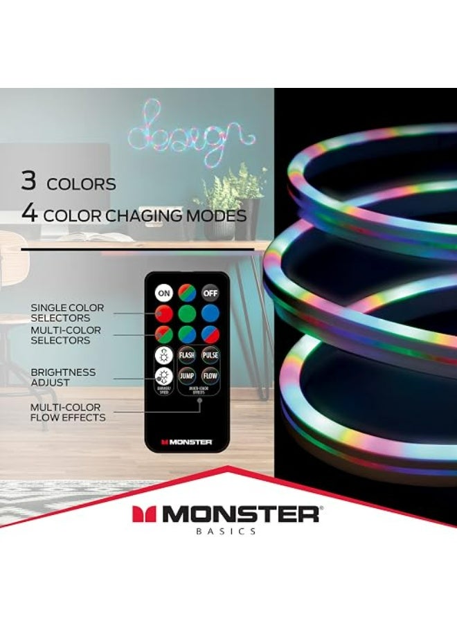 Monster Basics Flexible LED Rope Light with Remote Control, Multi-Color - Image 1