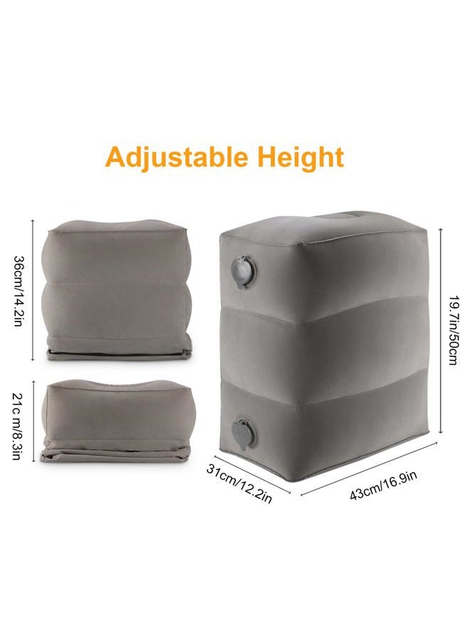 Maliton Inflatable Travel Foot Rest | Kids Airplane Bed | Adjustable Height Leg Pillow | Make a Flat Bed for Kids and Toddlers | Great for Airplane, Train, car（Grey, 2 Pack） - Image 2