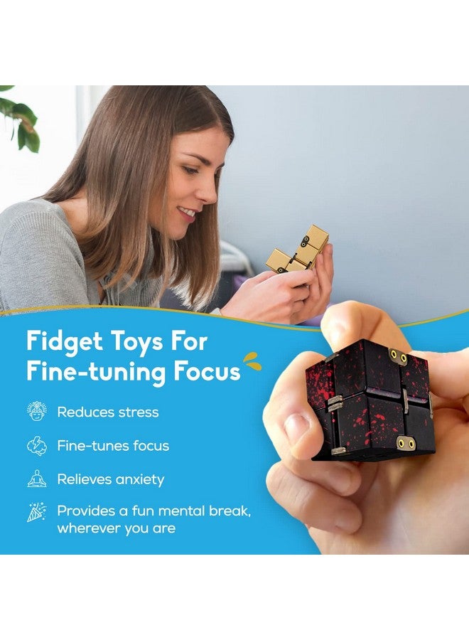 PILPOC theFube Infinity Cube Fidget Desk Toy - Aluminum Infinite Magic Cube with Case, Sturdy, Heavy, Relieve Stress and Anxiety, for ADD, ADHD, OCD (Black) - Image 2