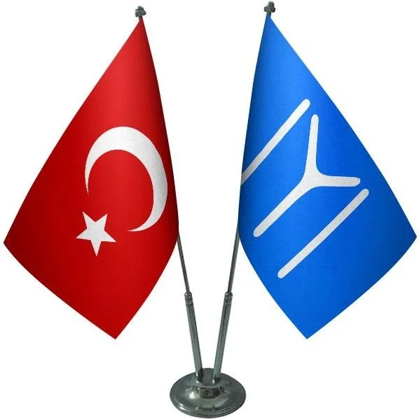 Saturndesign Desktop Kayi Tribe Flag Turkish Flag Double Chrome Pole Table Flag Set