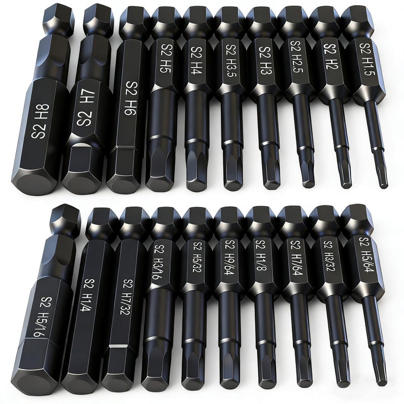 Hex Head Allen Wrench Drill Bit Set 10pc Metric 10pc SAE PTSLKHN Allen Wrench Drill Bits Upgraded 14 Quick Release Shank Magnetic Hex Bit Set Perfect for Ikea Type Furniture