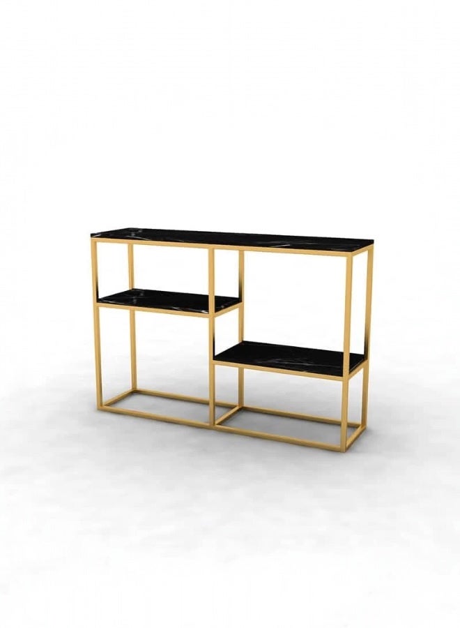 woodx Luxury Gold Frame Console Table with Black Faux Marble Top  - Image 3