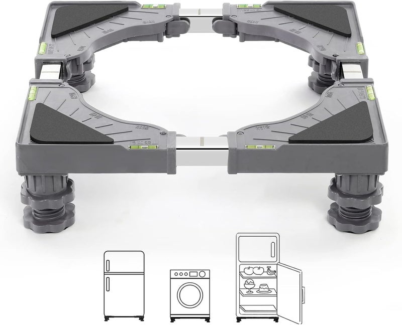 Nefish Mini Fridge Stand Adjustable Refrigerator Stand with 4 Strong Feet Universal Stand Base Washing Machine Stand Washer and Dryer Pedestals Multi-Functional Base for Appliance (Grey) - Image 1
