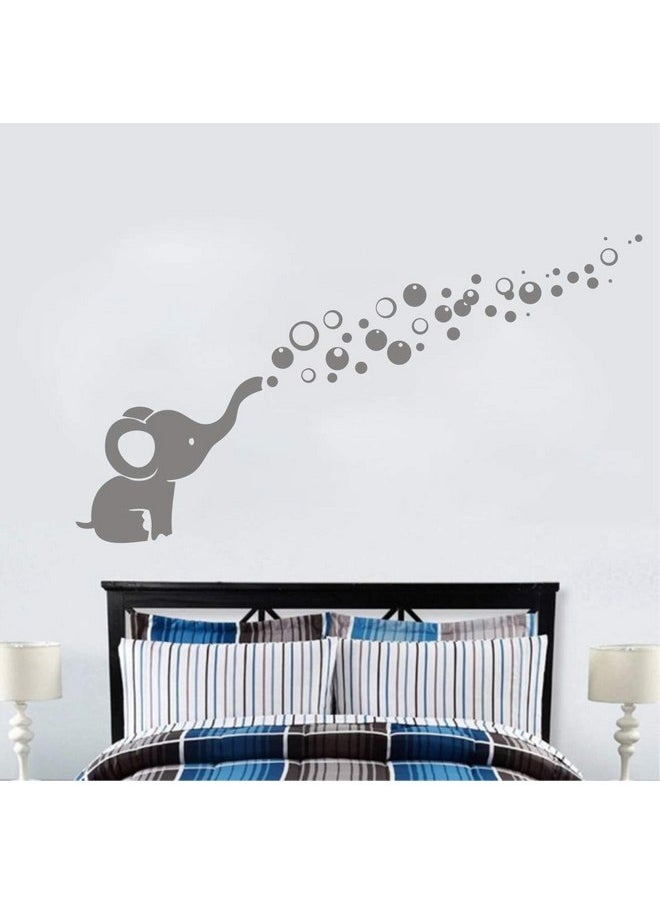 YOYOYU ART HOME DECOR - Removable Nursery Room Wall Decor Cute Elephant Blowing Bubbles Wall Decal Art Vinyl Wall Decor Sticker for Baby Bedroom (Gray) - Image 1