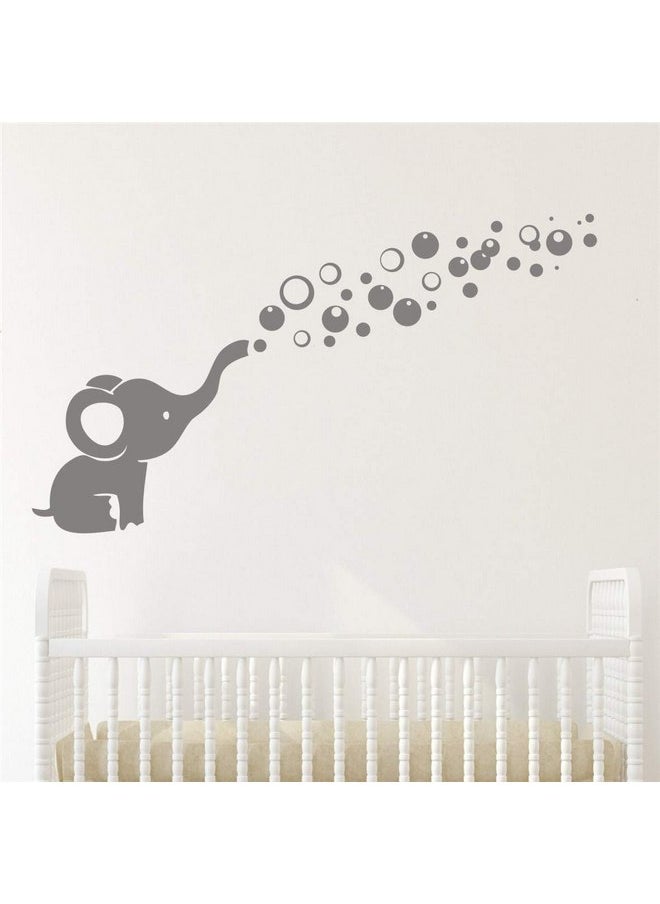 YOYOYU ART HOME DECOR - Removable Nursery Room Wall Decor Cute Elephant Blowing Bubbles Wall Decal Art Vinyl Wall Decor Sticker for Baby Bedroom (Gray) - Image 1