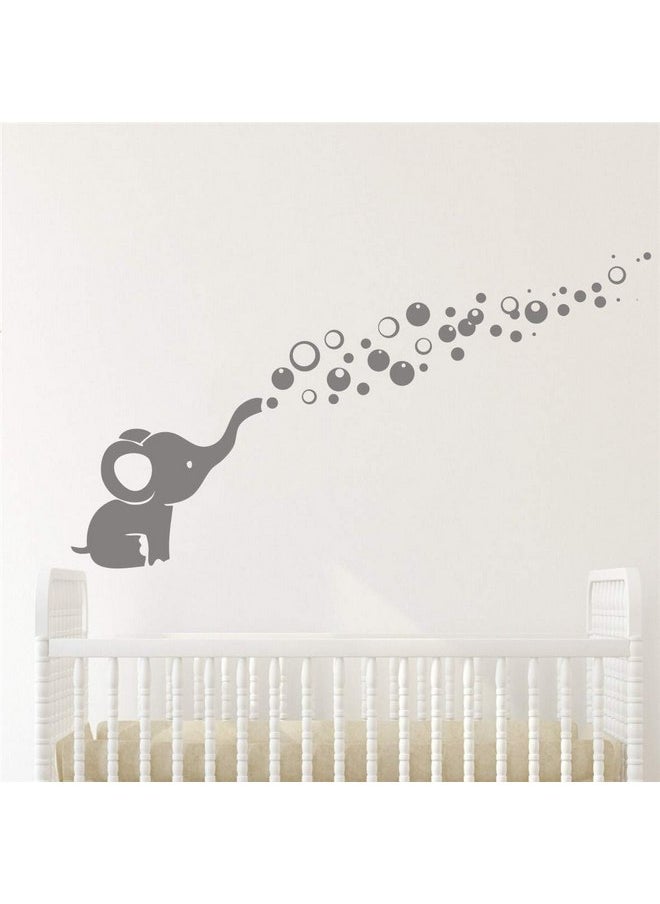 YOYOYU ART HOME DECOR - Removable Nursery Room Wall Decor Cute Elephant Blowing Bubbles Wall Decal Art Vinyl Wall Decor Sticker for Baby Bedroom (Gray) - Image 1