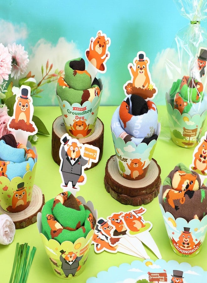 Glitopper 24 Pairs Thanksgiving Christmas Fuzzy Cupcake Crew Socks for Women Men Teacher Golf Nurse Book Social Worker Gifts, Colorful, 9 - Image 4