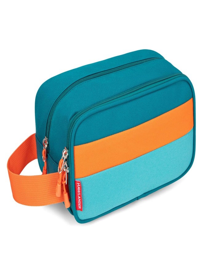 HawLander Kids Toiletry Bag for Travel, Small Size for Boys or Girls, With Carry Handle (Teal Blue) - Image 1