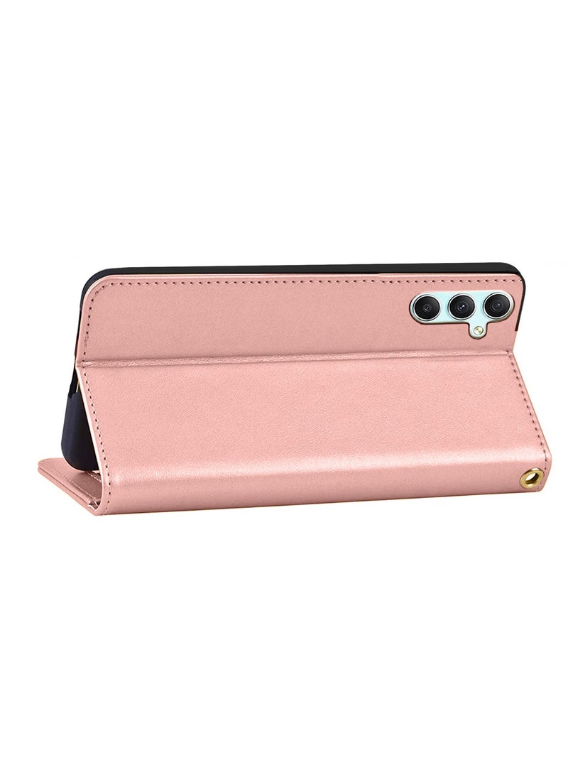Lishen PU Leather Kick Stand Case Cover For Samsung Galaxy S24 5G 2024 Rose Gold - Image 4