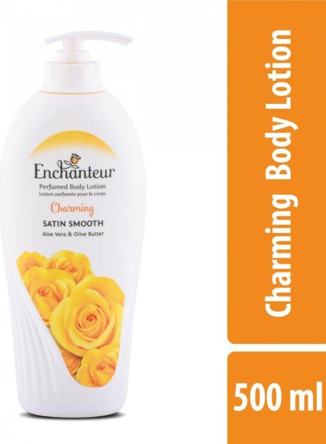 Enchanteur Perfumed Body Lotion Charming - Formulated with non greasy Satin Smooth - Enriched with Aloe Vera and Olive Butter- 500 ml
