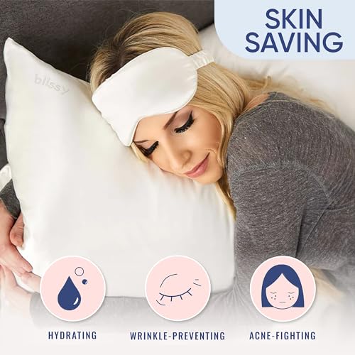 Blissy Silk Pillowcase - 100% Pure Mulberry Silk - 22 Momme 6A High-Grade Fibers - Silk Pillow Cover for Hair & Skin - Regular, Queen & King (Blissy White, Queen) - Image 4