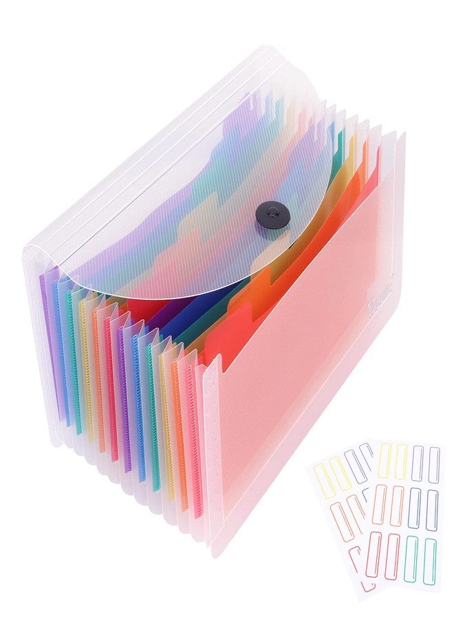 Uquelic Stand Receipt Organizer Folder - 13 Pockets Expanding Accordion Coupon Organizer, Envelope Organizer, Rainbow Large Capacity Sticker Organizer, Small Envelope Organizer with Label, 10 x 5 inch - Image 1