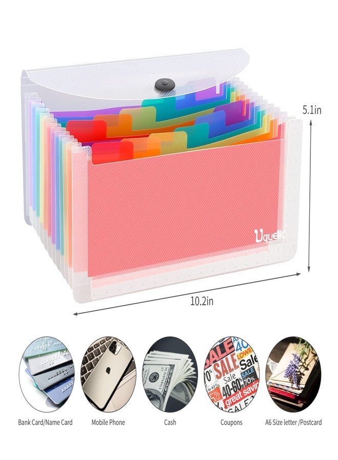 Uquelic Stand Receipt Organizer Folder - 13 Pockets Expanding Accordion Coupon Organizer, Envelope Organizer, Rainbow Large Capacity Sticker Organizer, Small Envelope Organizer with Label, 10 x 5 inch - Image 2