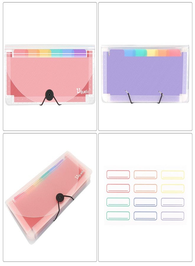 Uquelic Stand Receipt Organizer Folder - 13 Pockets Expanding Accordion Coupon Organizer, Envelope Organizer, Rainbow Large Capacity Sticker Organizer, Small Envelope Organizer with Label, 10 x 5 inch - Image 5